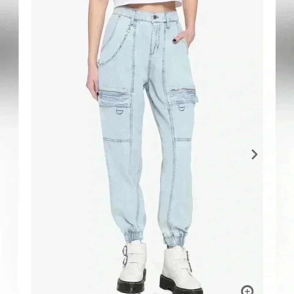 Hot topic Indigo Denim Cargo Jogger Jeans Girls Size L
